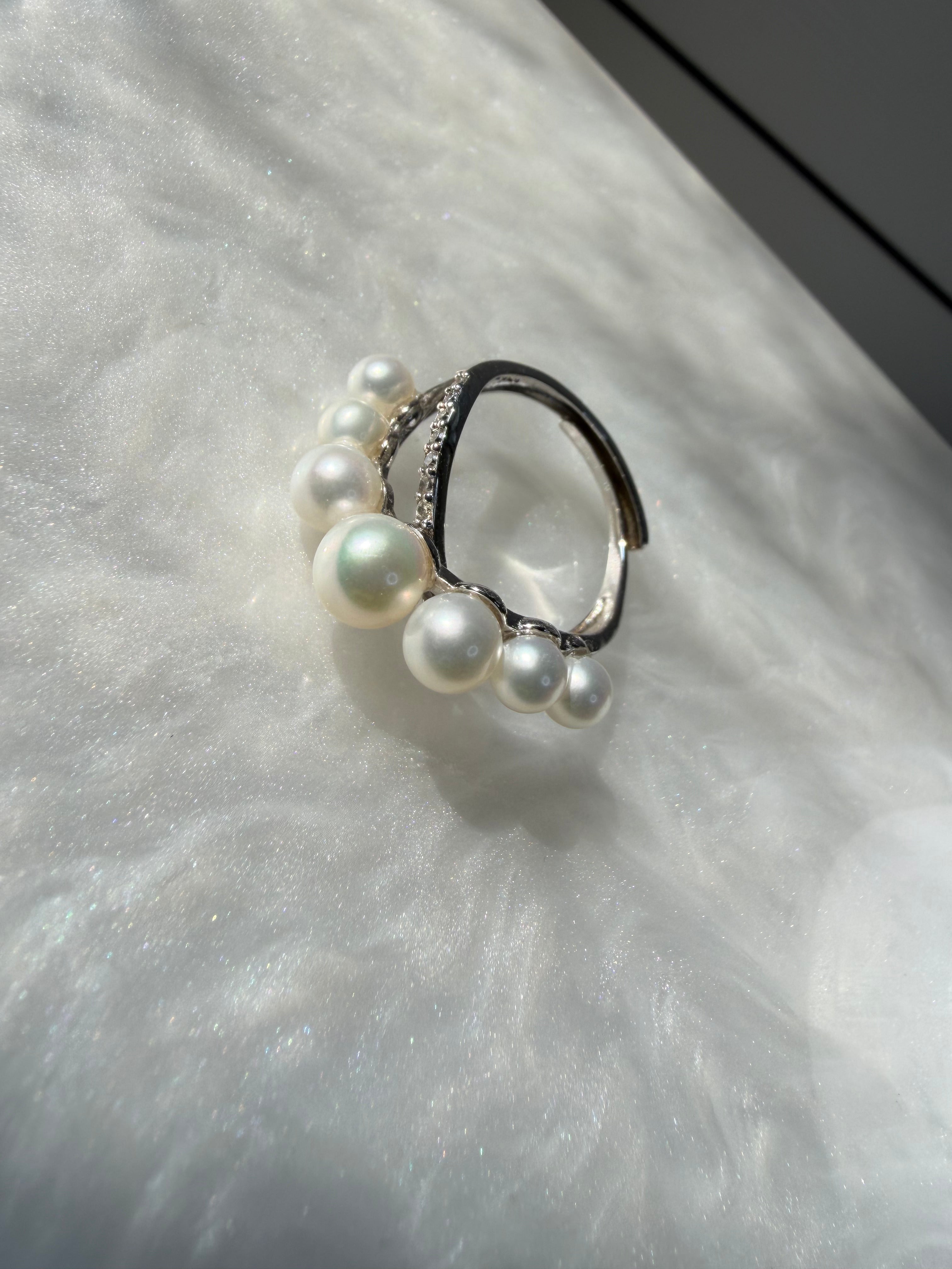 Freshwater multi-pearl cluster ring-05