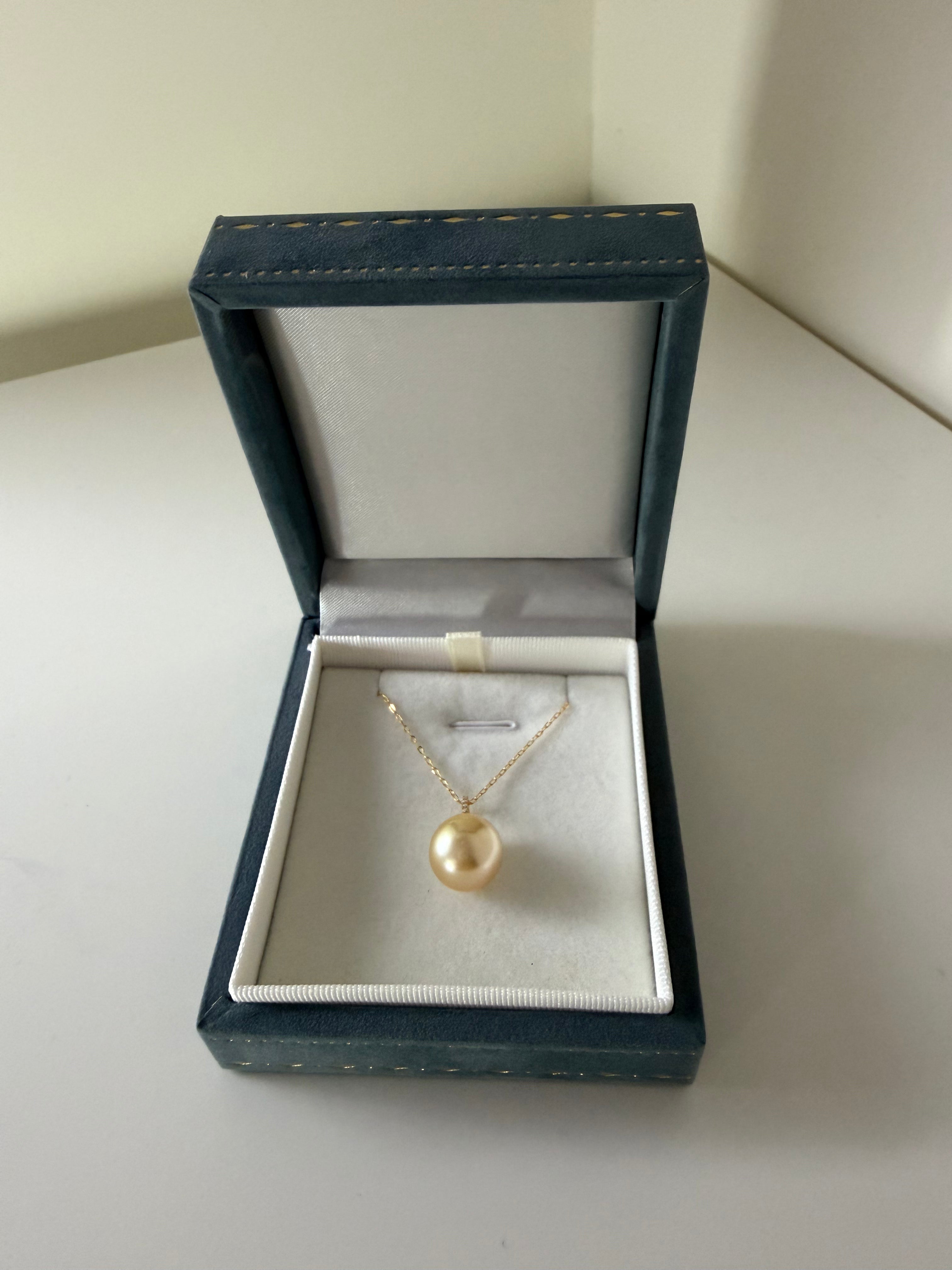 12-13mm golden South Sea pearl pendant in luxury gift box with certificate Vera Muse