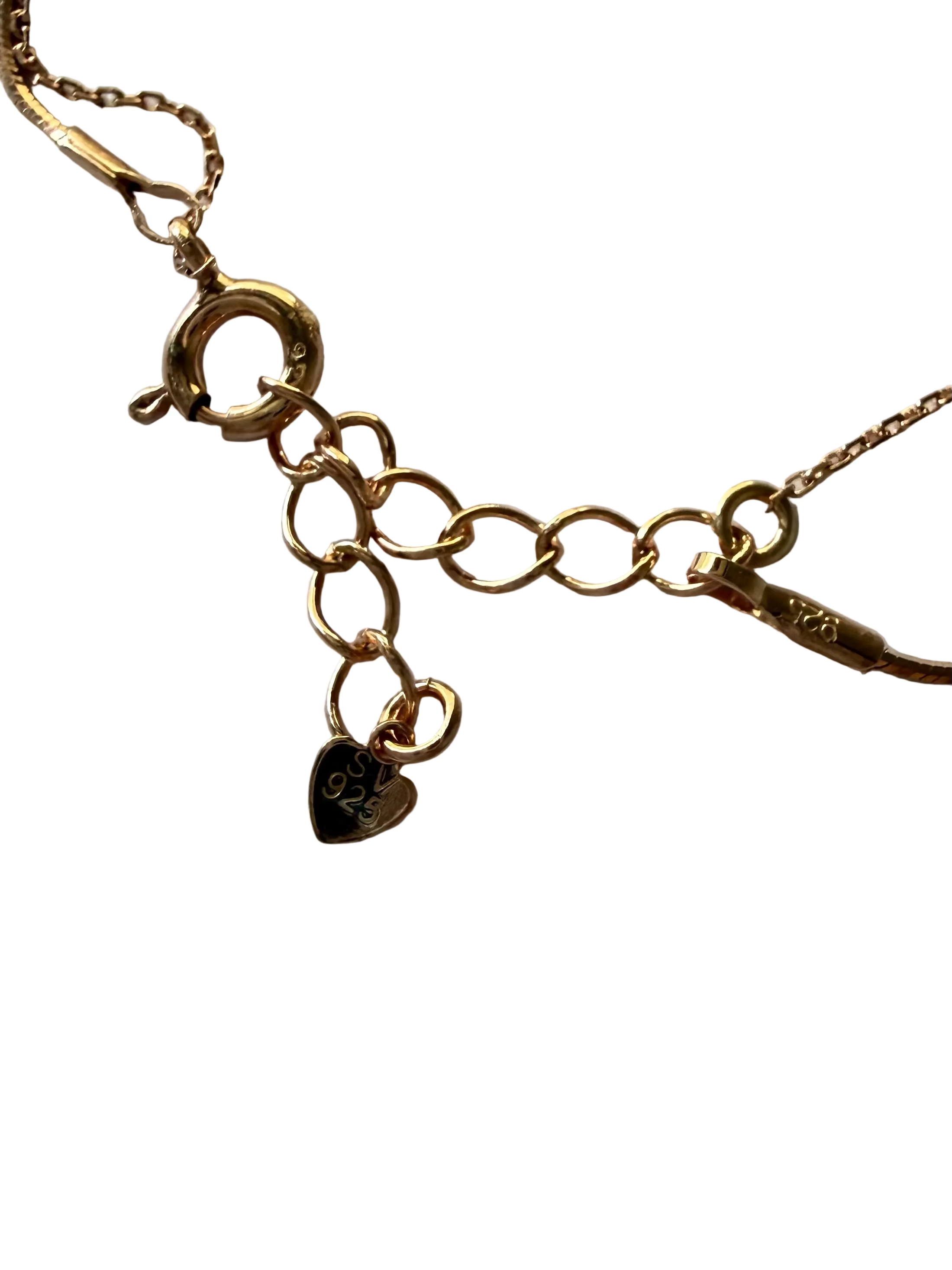 16cm rose gold plated 925 sterling silver double layer 5 bead bracelet