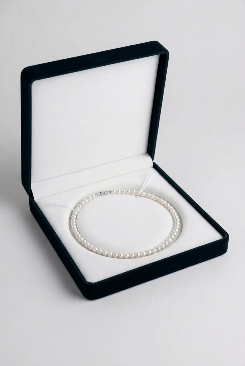 【The Audrey】Gem-Quality 7-8mm Classic Full-Strand Pearl Necklace with Ingot Clasp