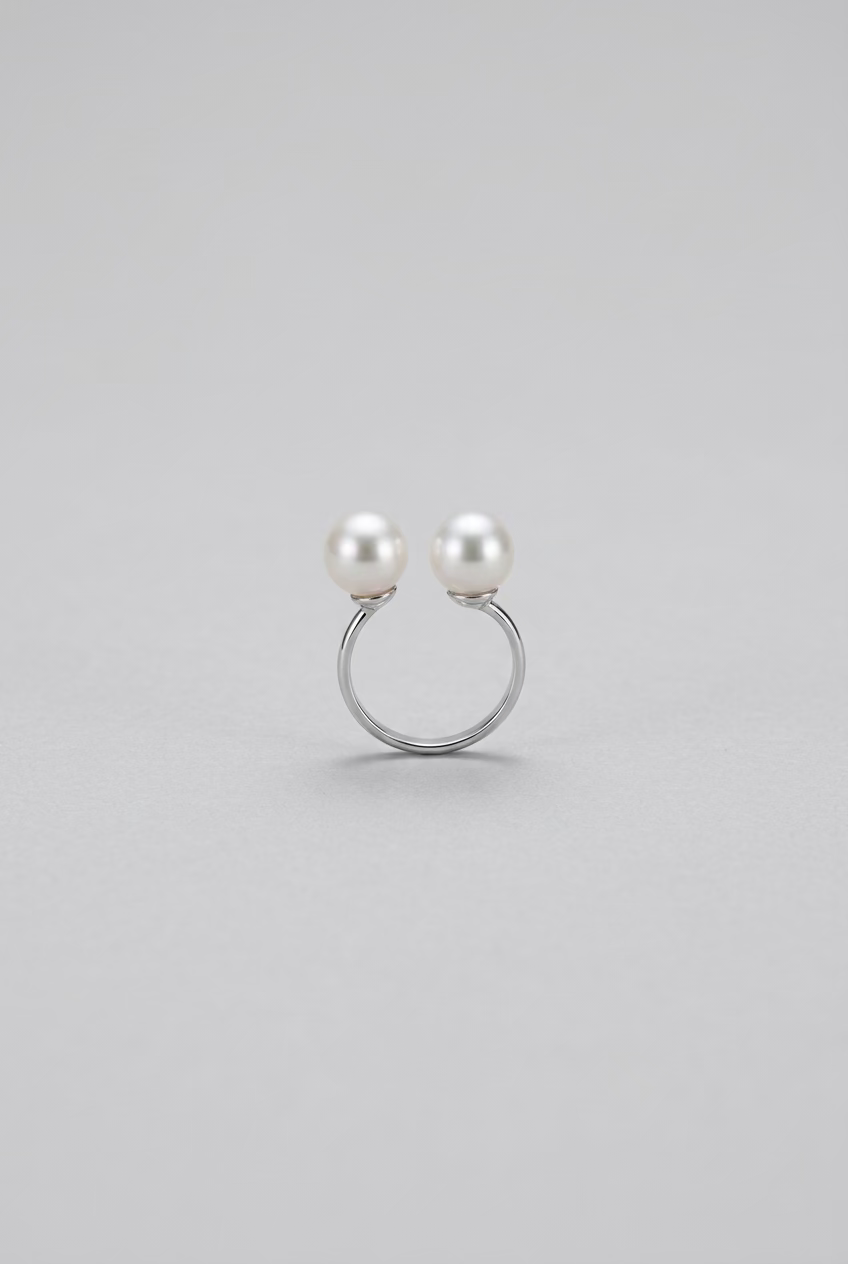 Two-Pearls Pearl Ring 8-9mm