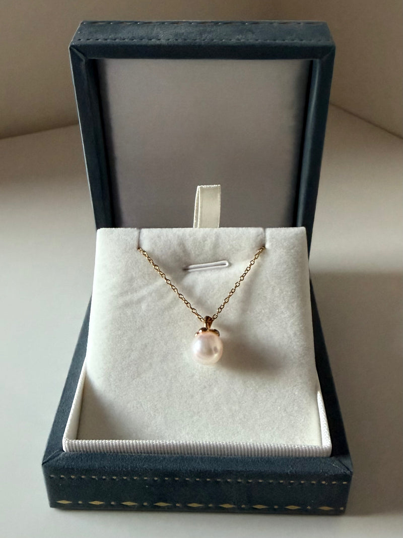 8-9mm Akoya pearl mirror-like luster rose pink overtone saltwater cultured pearl_packaginggift