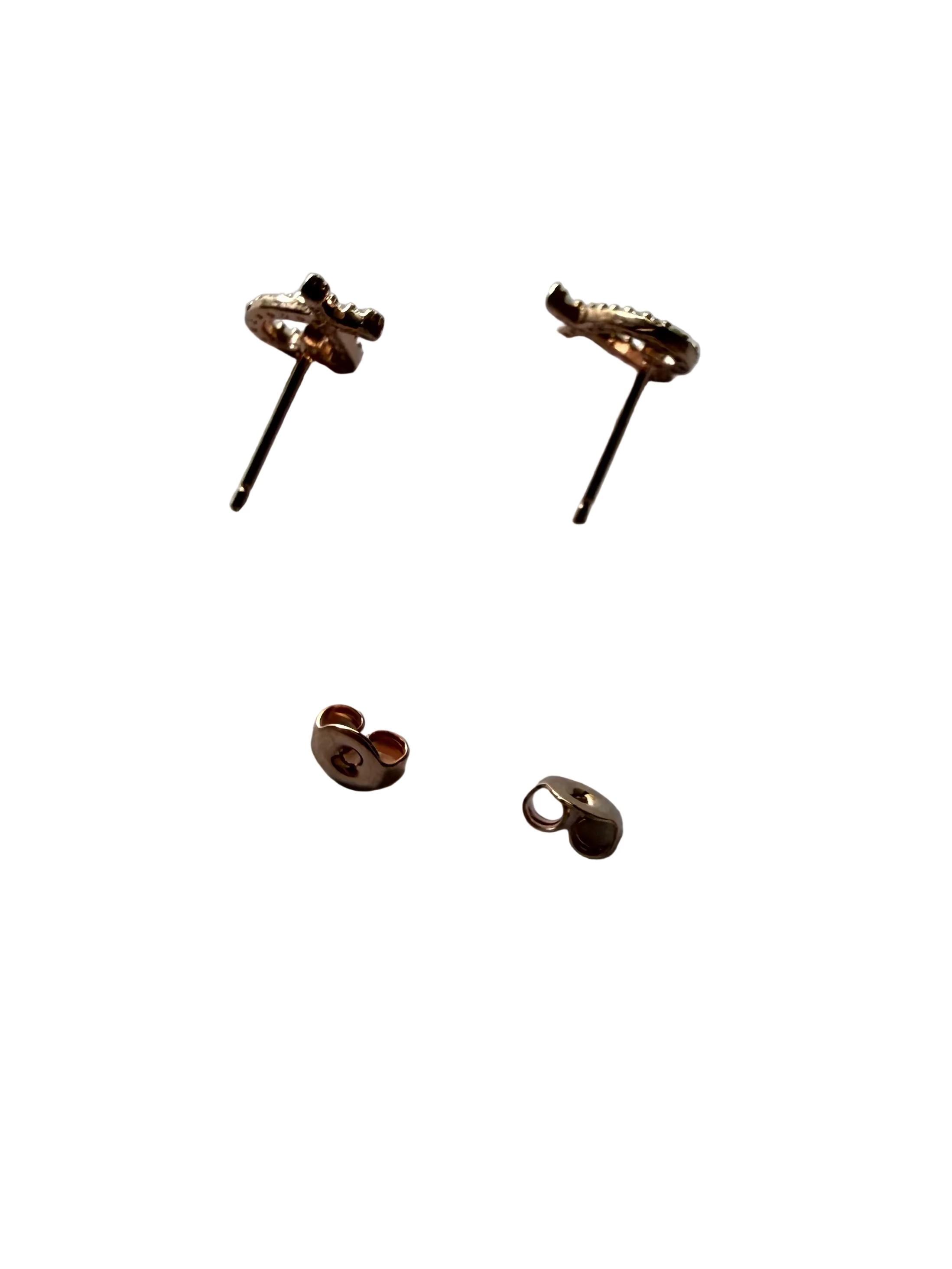925 sterling silver post and butterfly back closure on hollow heart stud earrings rose gold