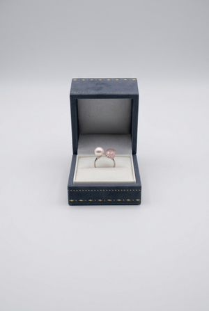 Pink Gemstone Pearl Ring 8-9mm