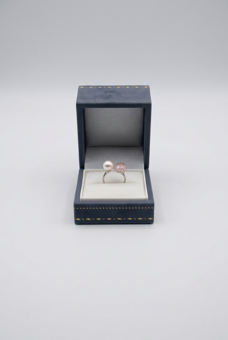 Pink Gemstone Pearl Ring 8-9mm