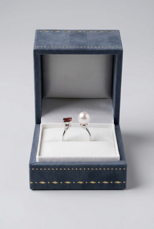 Ruby Gemstone Pearl Ring 8-9mm