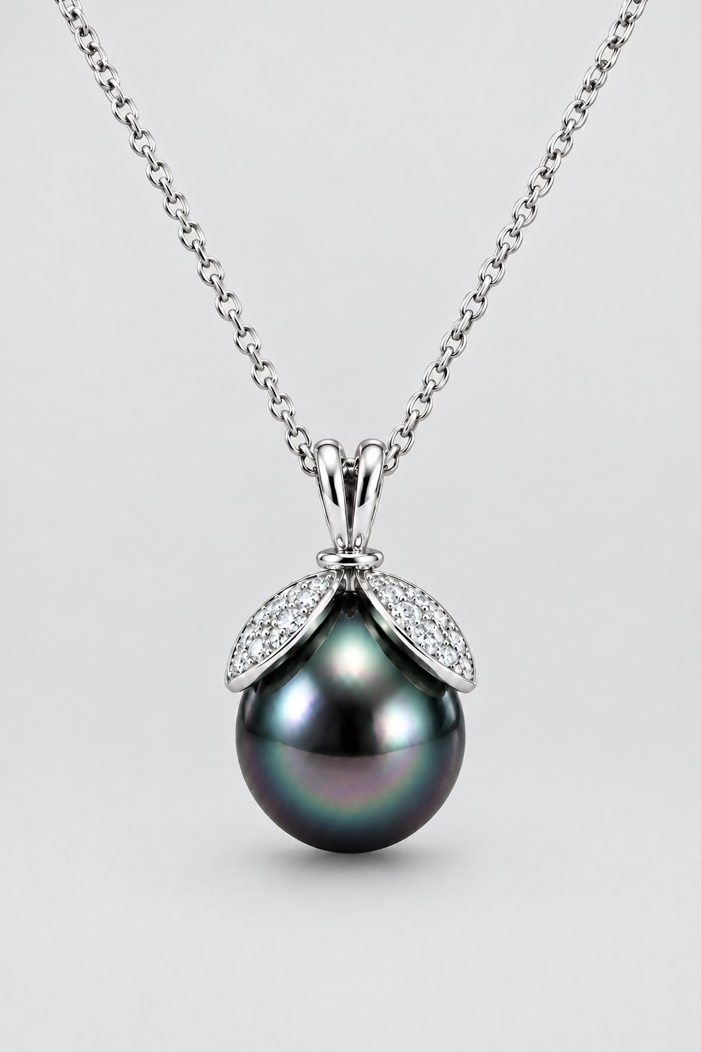 Bee pendant with Tahitian black pearl 9-10mm 925 sterling silver purple iridescent luster rare violet _01