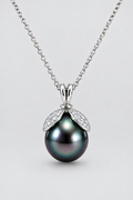 Bee pendant with Tahitian black pearl 9-10mm 925 sterling silver purple iridescent luster rare violet _01