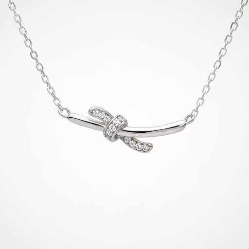 Close-up of knot pendant 2cm 925 silver Korean minimalist necklace