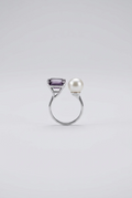 Light Purple Gemstone Pearl Ring 8-9mm