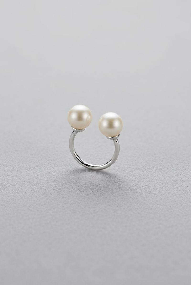 Two-Pearls Pearl Ring 8-9mm