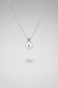 Diana style South Sea pearl pendant 11-12mm with certificate 18K white gold Australian saltwater pearl necklace Vera Muse