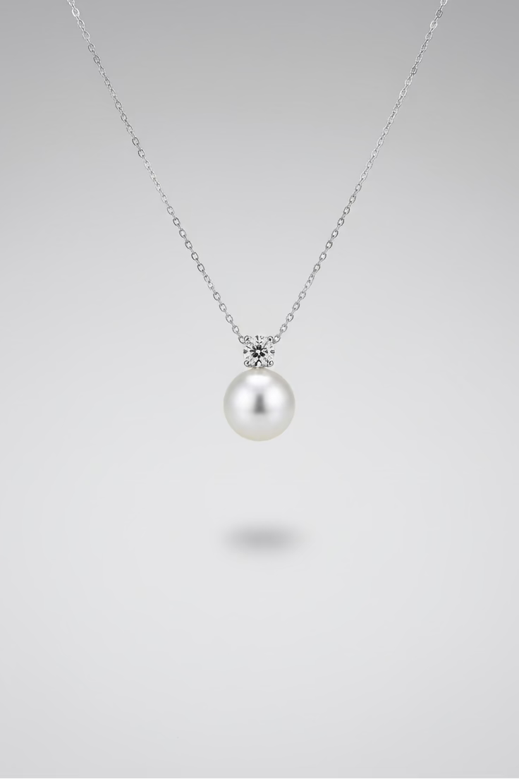 Diana style South Sea pearl pendant 11-12mm with certificate 18K white gold Australian saltwater pearl necklace Vera Muse