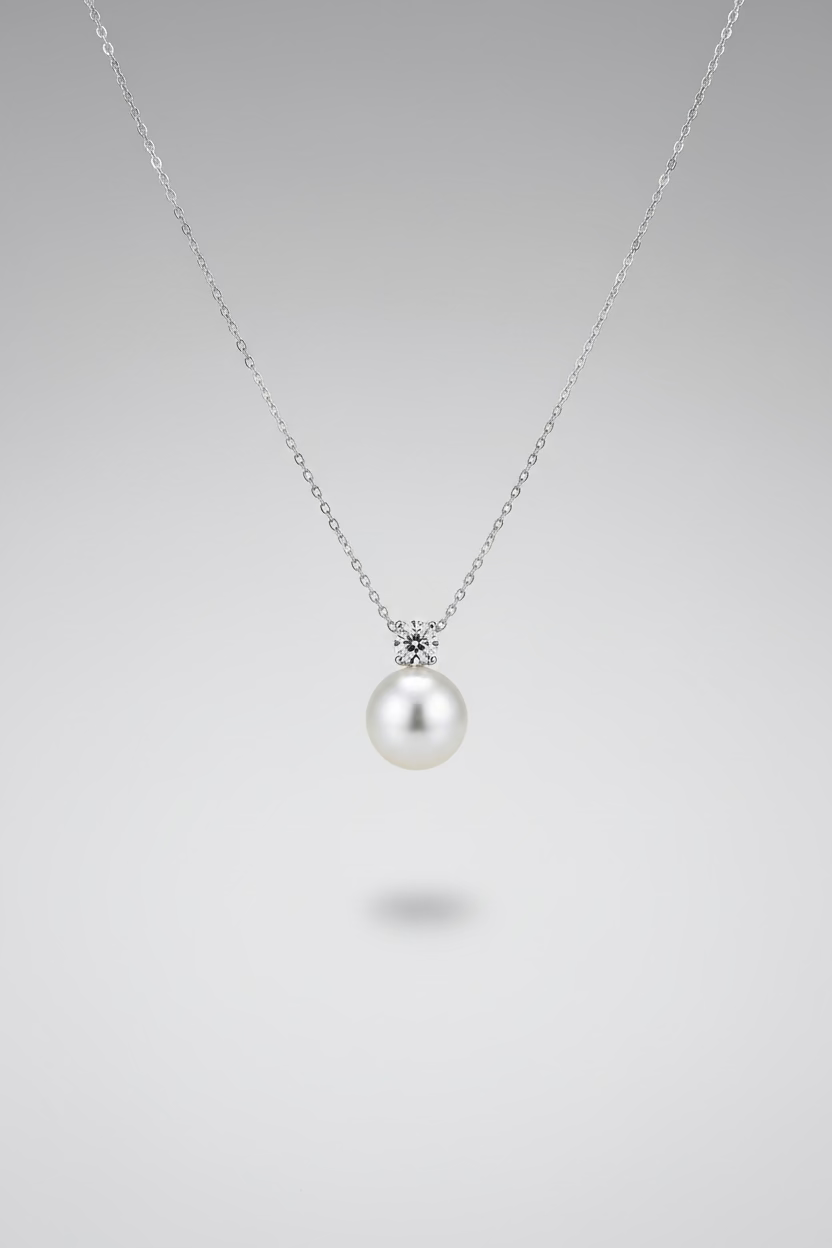 Diana style South Sea pearl pendant 11-12mm with certificate 18K white gold Australian saltwater pearl necklace Vera Muse