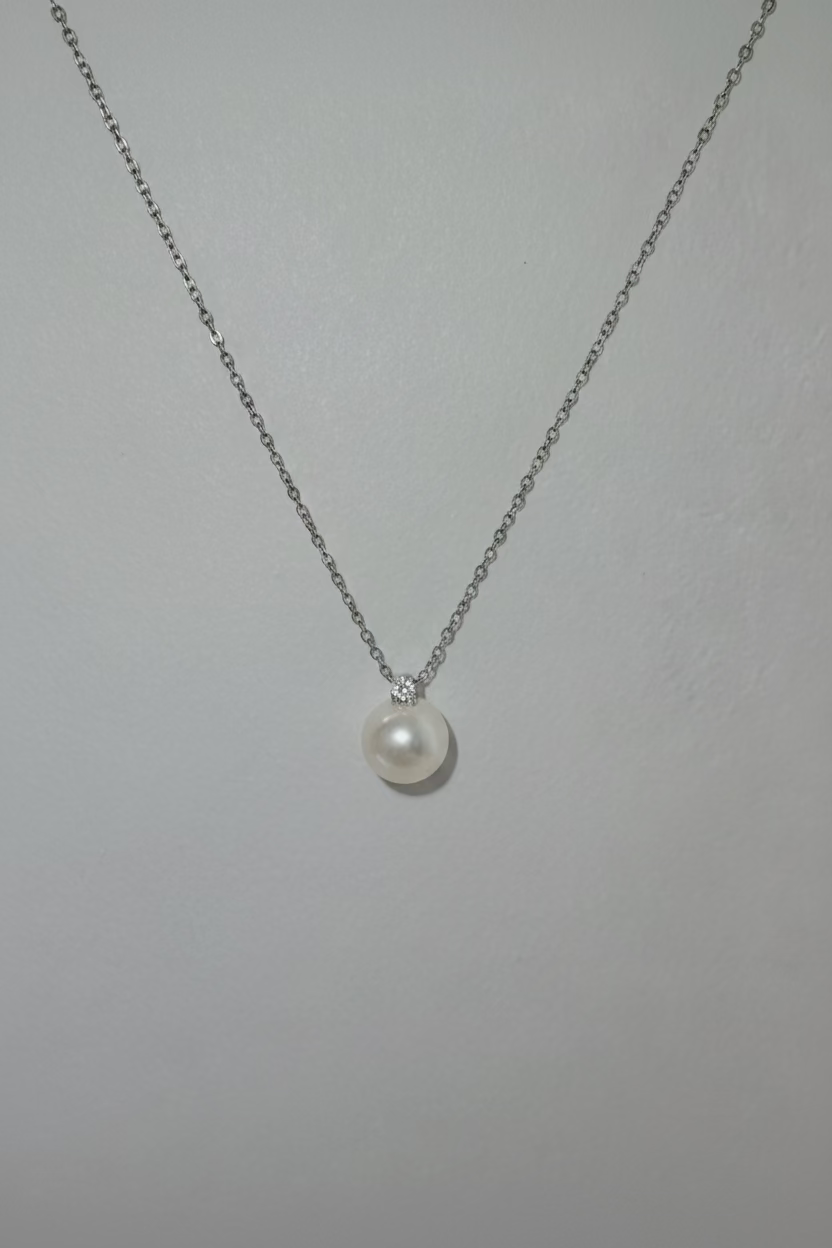 Diana style pearl pendant 10mm natural freshwater round pearl 925 sterling silver classic solitaire necklace
