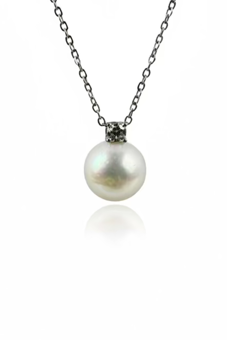 Diana style pearl pendant 10mm natural freshwater round pearl 925 sterling silver classic solitaire necklace_01