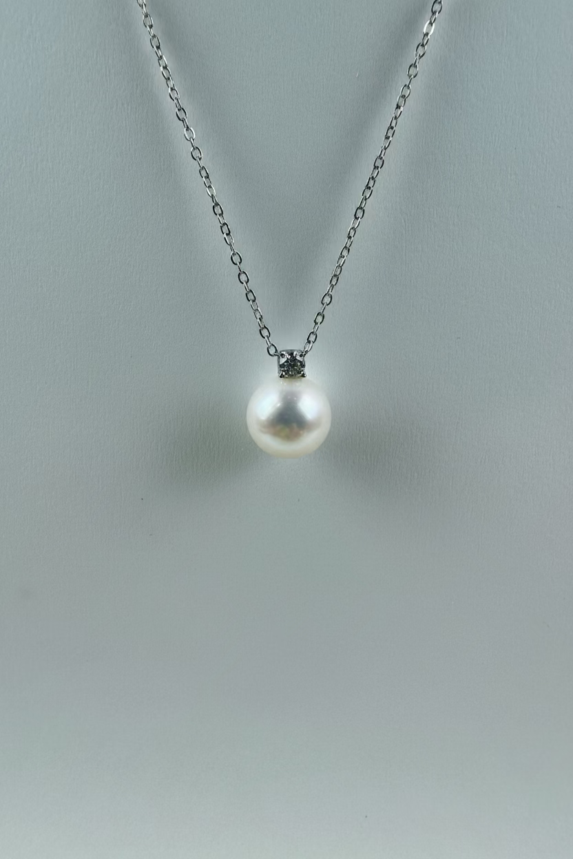 Diana style pearl pendant 10mm natural freshwater round pearl 925 sterling silver classic solitaire necklace_01