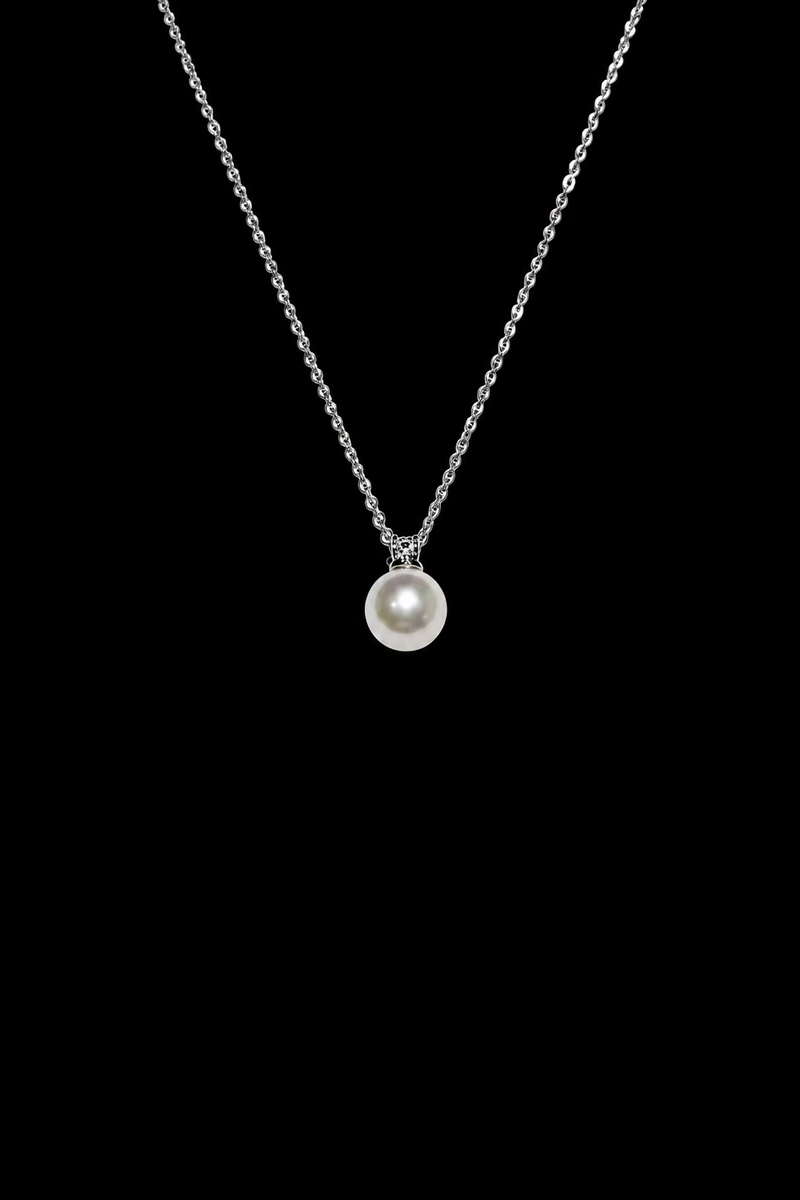 Diana style pearl pendant 10mm natural freshwater round pearl 925 sterling silver classic solitaire necklace_mainphoto_01