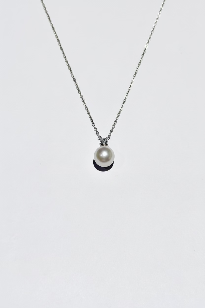 Diana style pearl pendant 10mm natural freshwater round pearl 925 sterling silver classic solitaire necklace_mainphoto_01