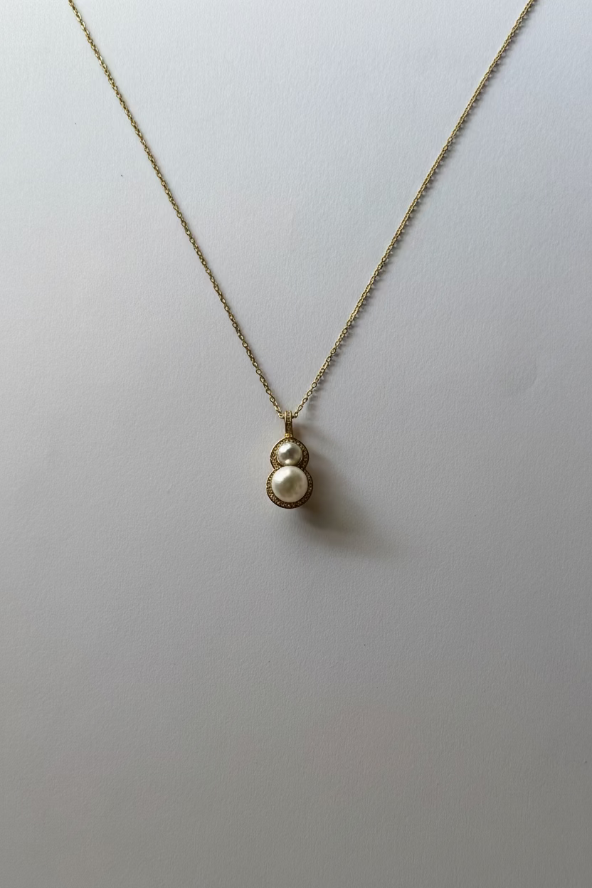 Double gourd pearl pendant Akoya white 9mm and真多麻 silver blue 6mm saltwater pearls 925 silver twin pearl design Vera Muse