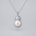 Double gourd pearl pendant Akoya white 9mm and真多麻 silver blue 6mm saltwater pearls 925 silver twin pearl design Vera Muse_03