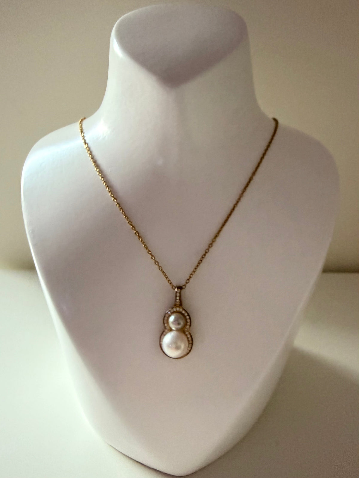 Double gourd pearl pendant Akoya white 9mm and真多麻 silver blue 6mm saltwater pearls 925 silver twin pearl design Vera Muse_04