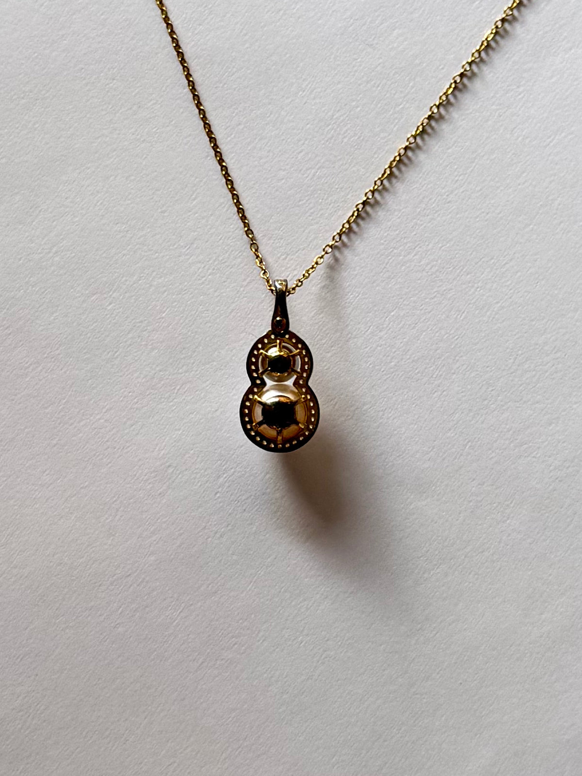 Double gourd pearl pendant Akoya white 9mm and真多麻 silver blue 6mm saltwater pearls 925 silver twin pearl design Vera Muse_05