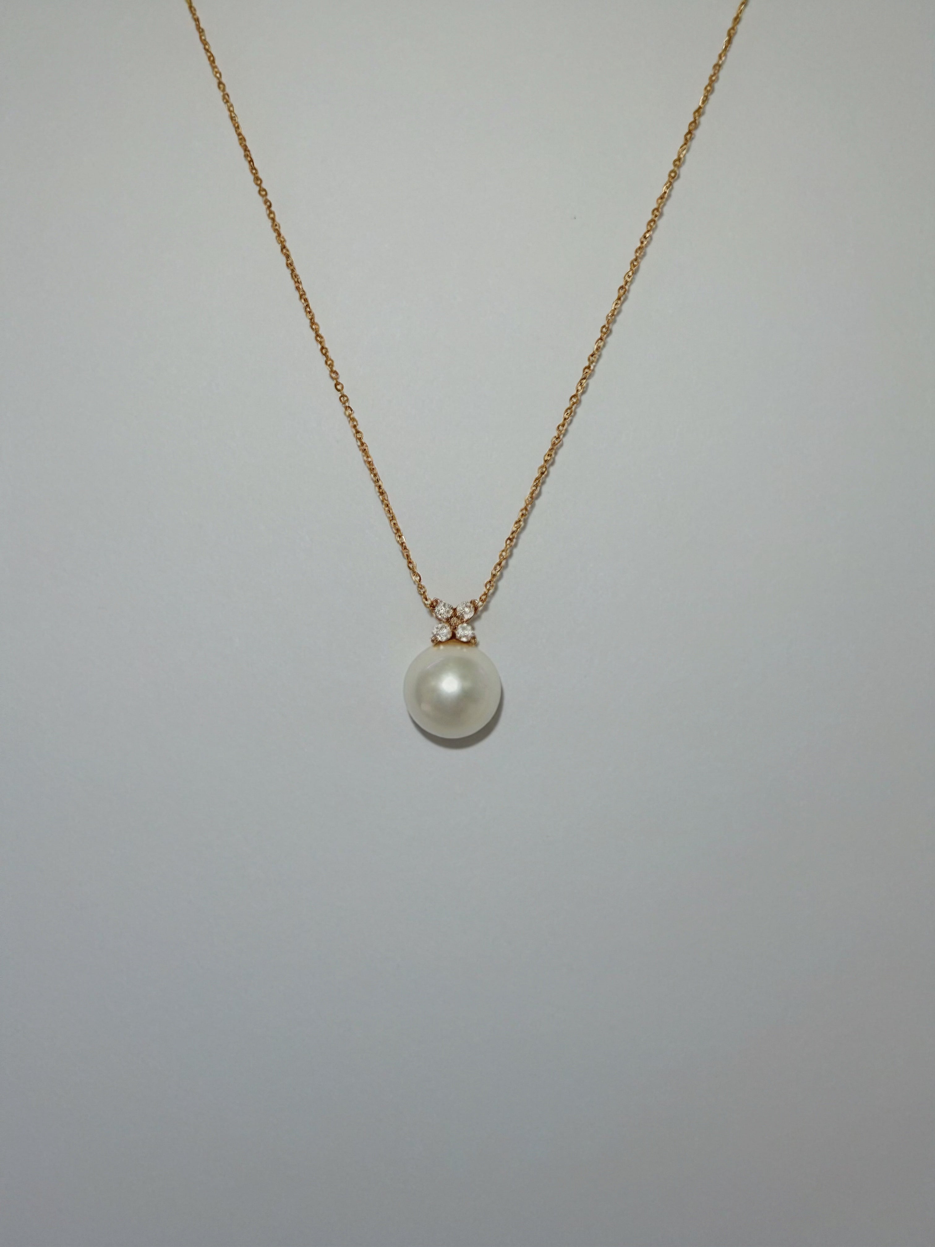 Four leaf clover pearl necklace 11mm natural freshwater pearl 925 silver gold plated lucky charm pendant