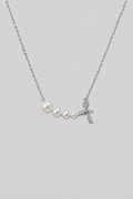 French bow pearl pendant with 4 Akoya saltwater pearls 6-9mm 925 sterling silver elegant necklace Vera Muse