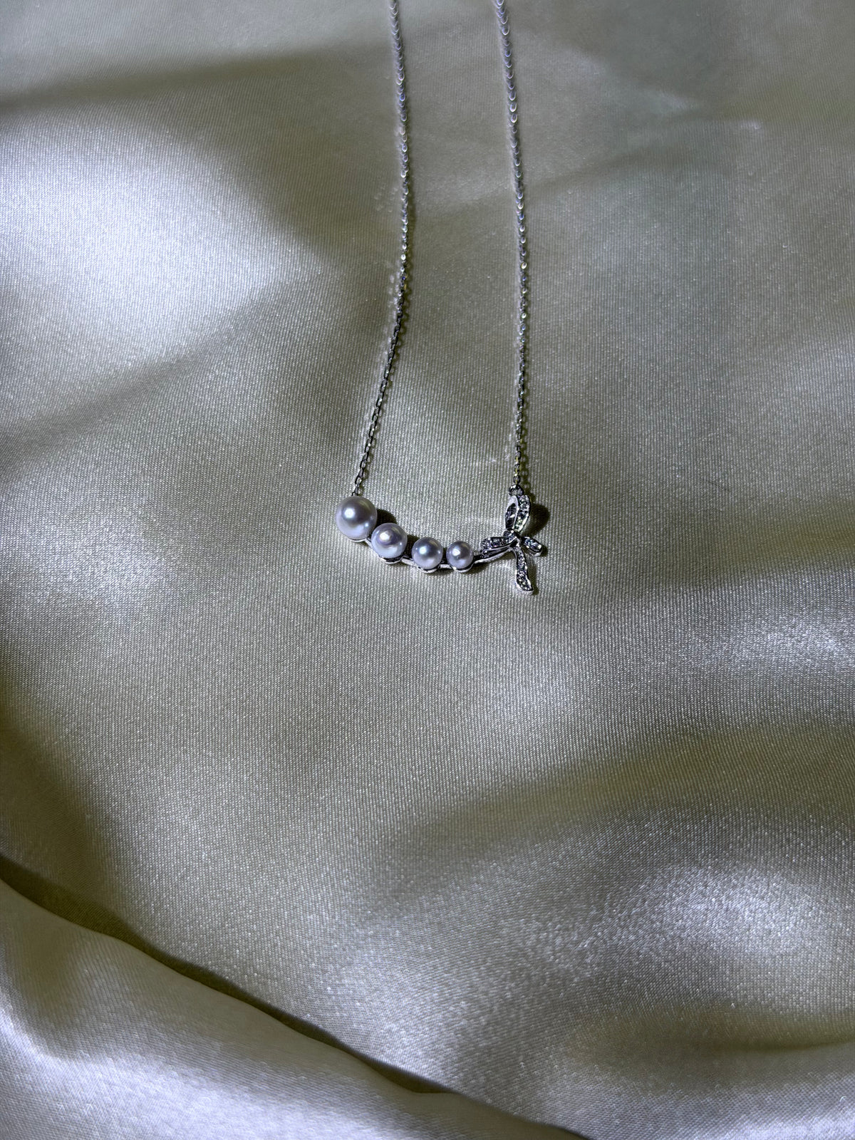 French bow pearl pendant with 4 Akoya saltwater pearls 6-9mm 925 sterling silver elegant necklace Vera Muse_ins