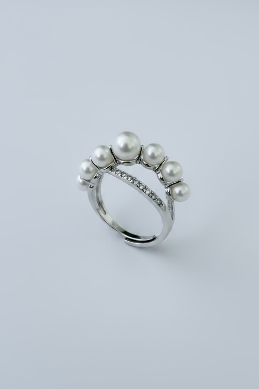 Freshwater multi-pearl cluster ring-06