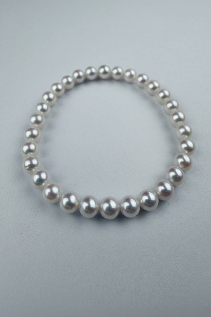 Full strand pearl bracelet 5-6mm natural freshwater AK round pearls 925 sterling silver clasp classic jewelry_closeup_01