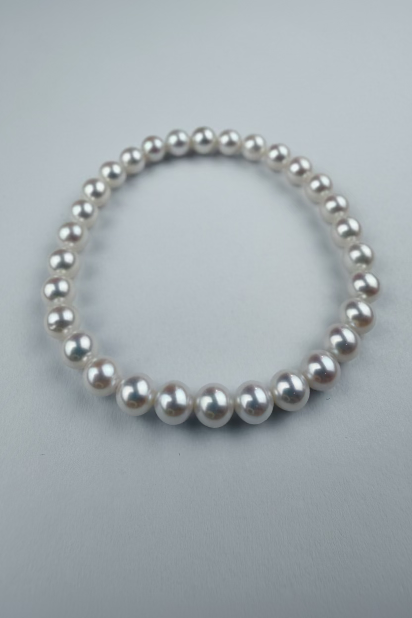 Full strand pearl bracelet 5-6mm natural freshwater AK round pearls 925 sterling silver clasp classic jewelry_closeup_01
