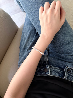 Full strand pearl bracelet 5-6mm natural freshwater AK round pearls 925 sterling silver clasp classic jewelry_model_02