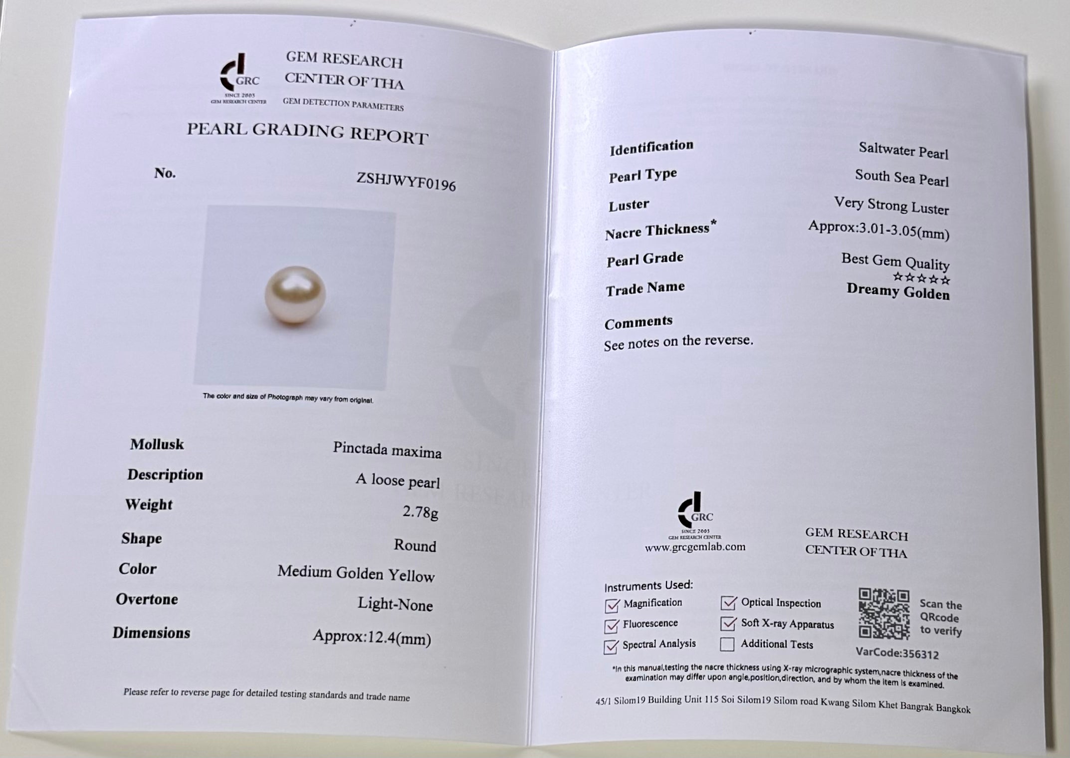 Golden South Sea pearl pendant 12-13mm with authenticity certificate 18K gold setting