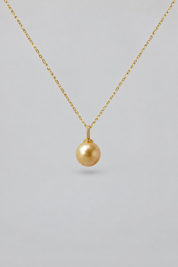 Golden South Sea pearl pendant 12-13mm with certificate 18K gold natural saltwater pearl necklace Vera Muse