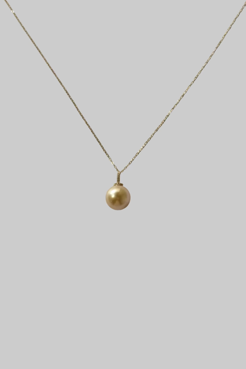Golden South Sea pearl pendant 12-13mm with certificate 18K gold natural saltwater pearl necklace Vera Muse