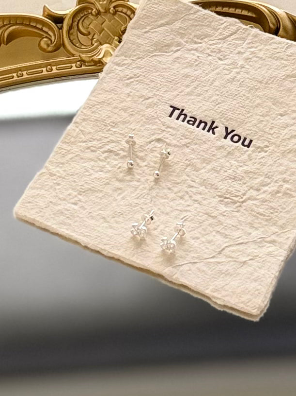 Korean clover and round bead stud earrings set 925 sterling silver 2cm post butterfly back Vera Muse_ins