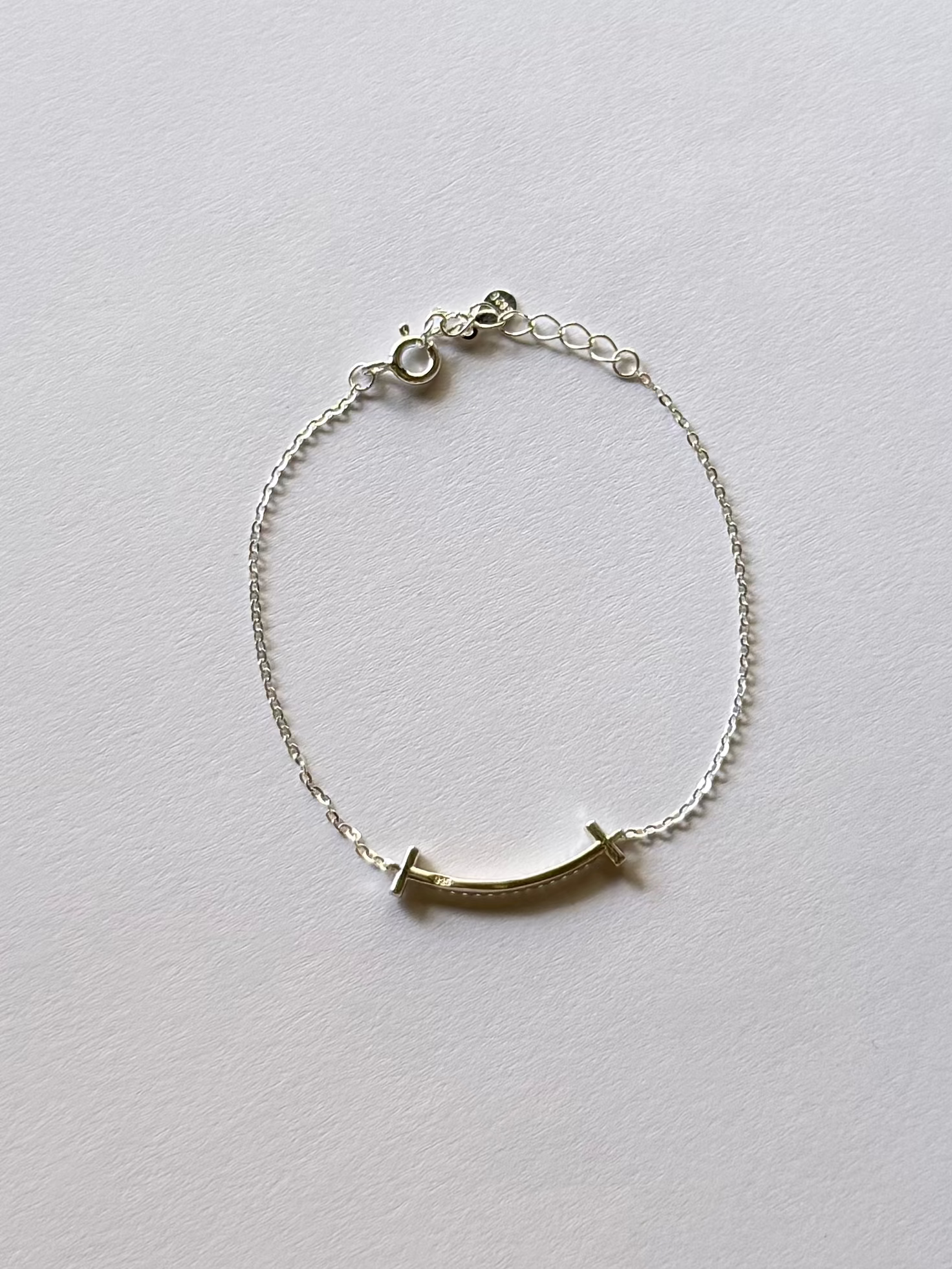 Korean diamond smile chain bracelet rose gold plated 925 silver 16cm 2cm pendant Vera Muse