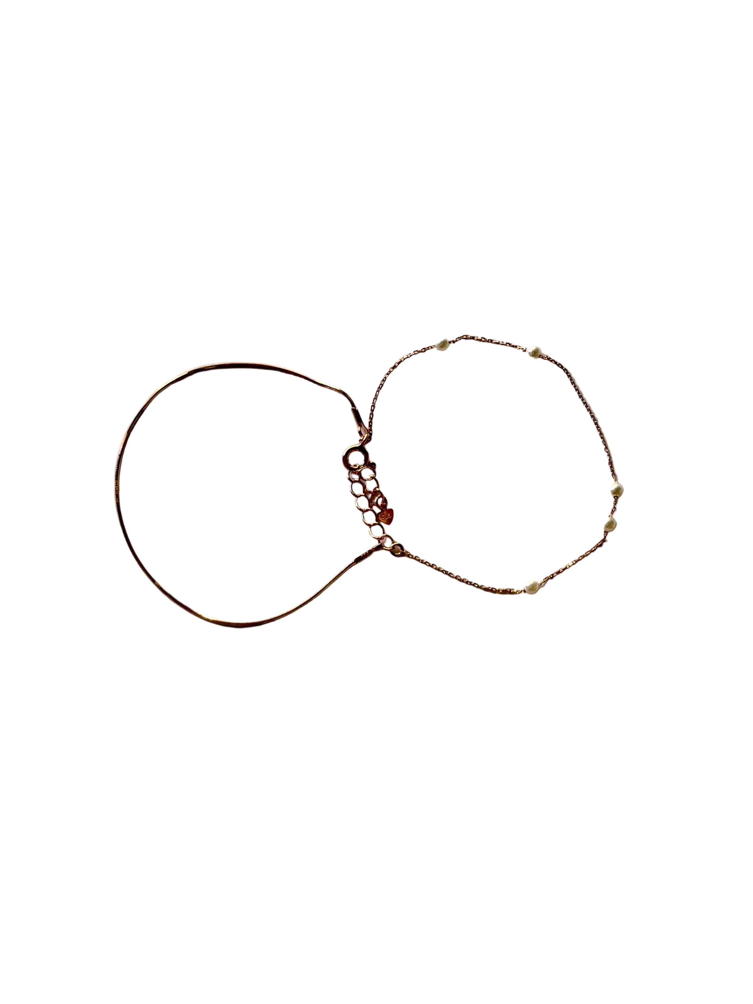 Korean double layer 5 bead bracelet rose gold plated 925 silver 16cm chain seed bead bracelet Vera Muse_01