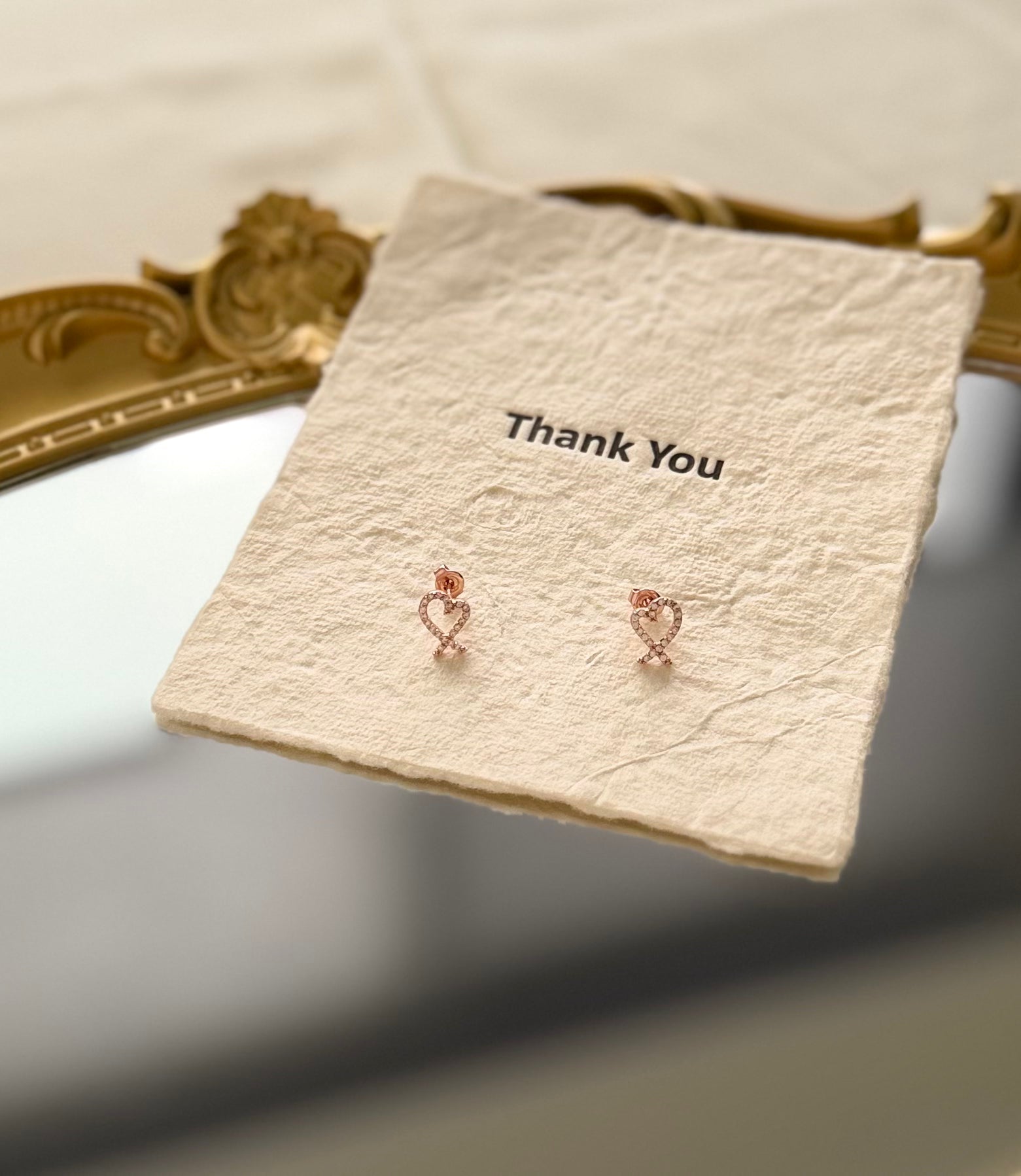Korean hollow heart stud earrings rose gold plated 925 sterling silver 2cm post butterfly back Vera Muse_ins