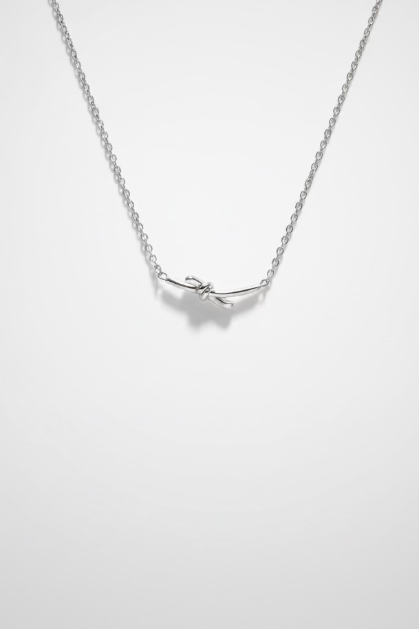 Korean knot necklace 925 sterling silver 40cm chain pendant 2cm minimalist jewelry Vera Muse