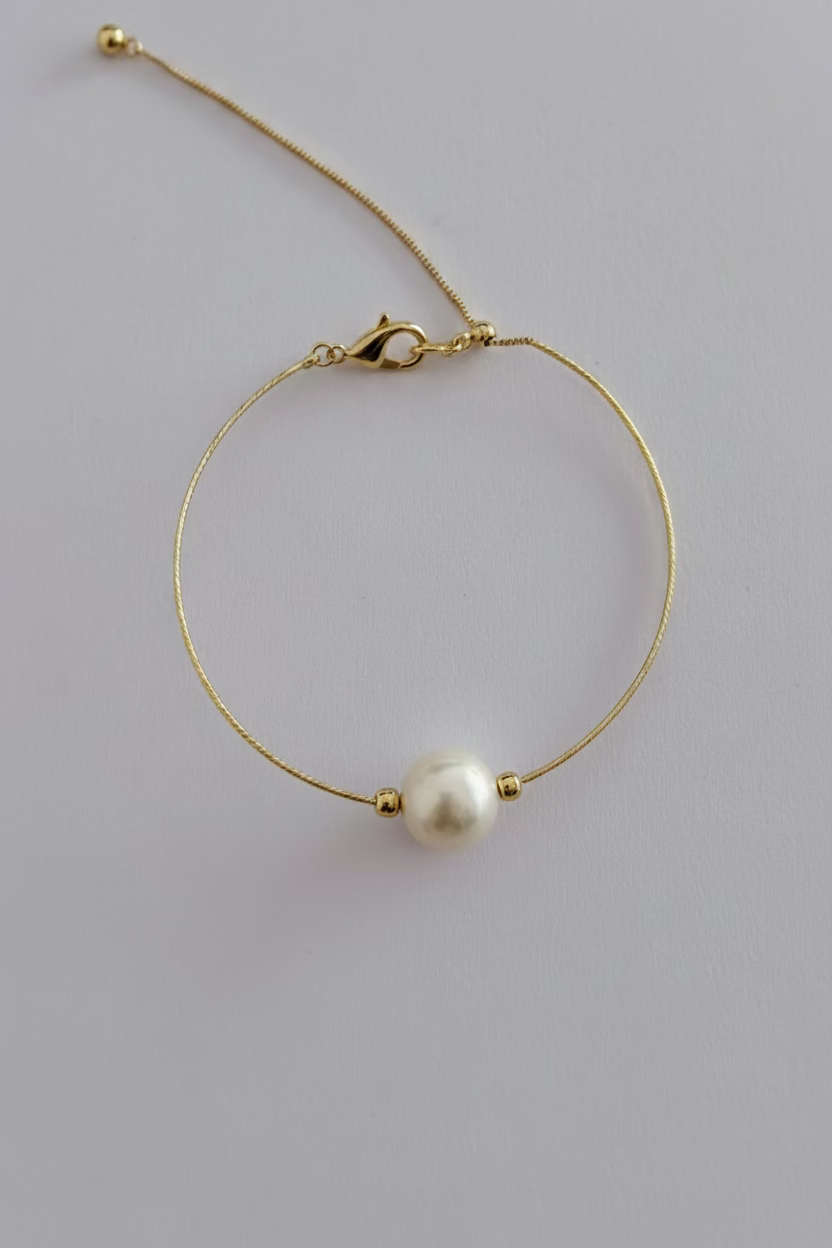 Single pearl Passepartout bracelet 10-11mm natural freshwater 925 silver gold plated chain minimalist design_02