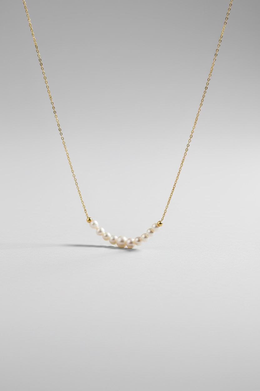Smile chain pearl pendant with 10 freshwater pearls 5-6mm and 4-5mm 925 silver necklace Vera Muse