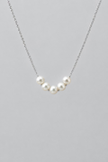 Smile chain pearl pendant with 5 freshwater pearls 6mm 925 sterling silver necklace Vera Muse