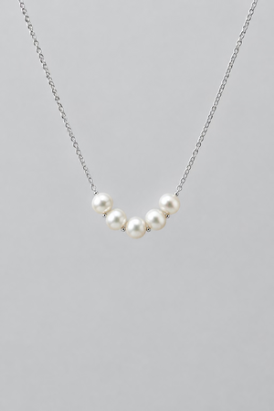Smile chain pearl pendant with 5 freshwater pearls 6mm 925 sterling silver necklace Vera Muse