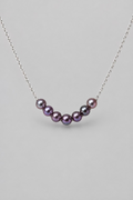 Smile curve pearl pendant with 7 Akoya purple pearls 4-5mm 925 sterling silver joyful necklace Vera Muse