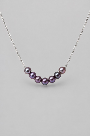 Smile curve pearl pendant with 7 Akoya purple pearls 4-5mm 925 sterling silver joyful necklace Vera Muse