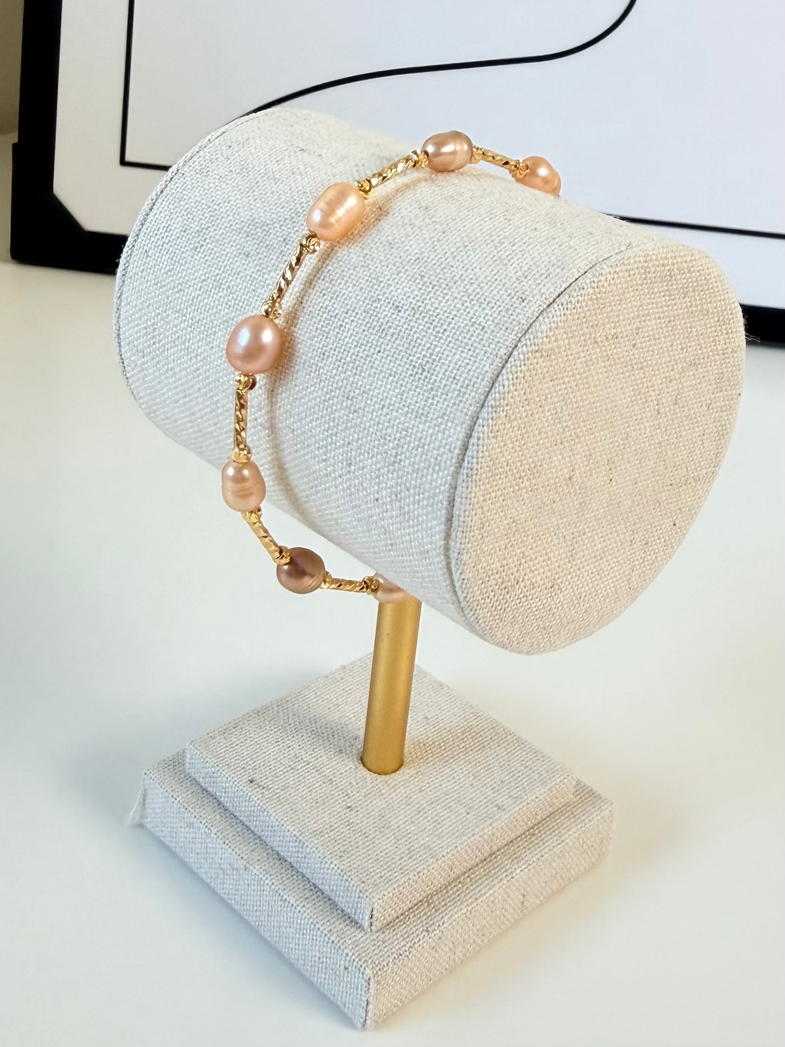 Starry sky pearl bracelet 5-6mm natural freshwater pink purple pearls spaced chain design Vera Muse_ins