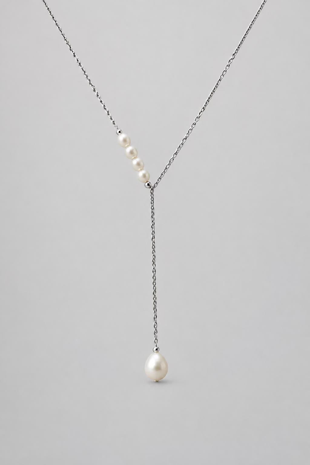 Teardrop mermaid tear pearl pendant 9-10mm with 5 small freshwater pearls 4-5mm 925 silver necklace Vera Muse_otherstyle